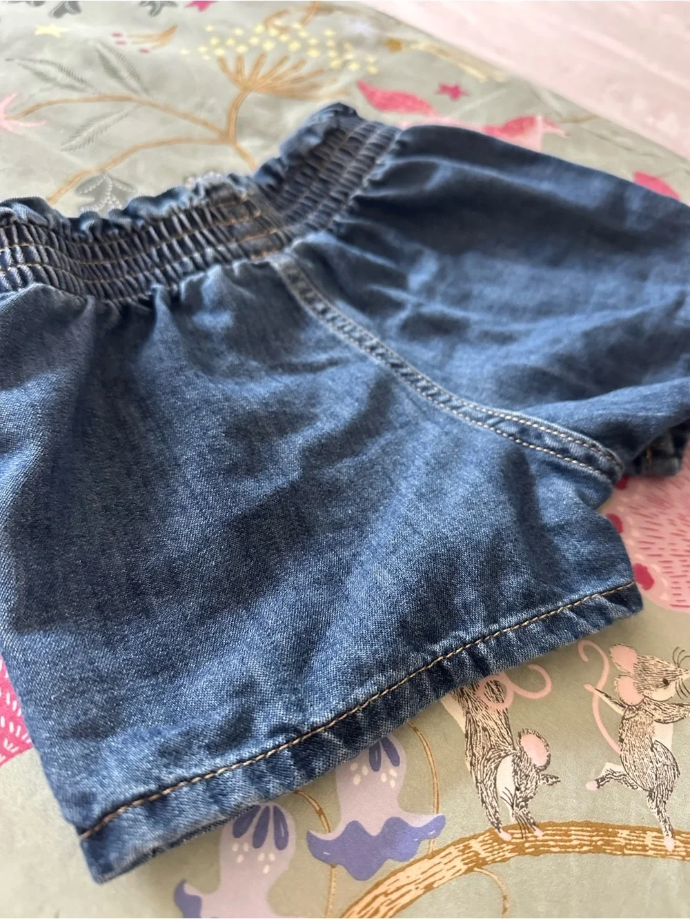 H&M 2T Dark Blue Denim Elastic-Waist Shorts